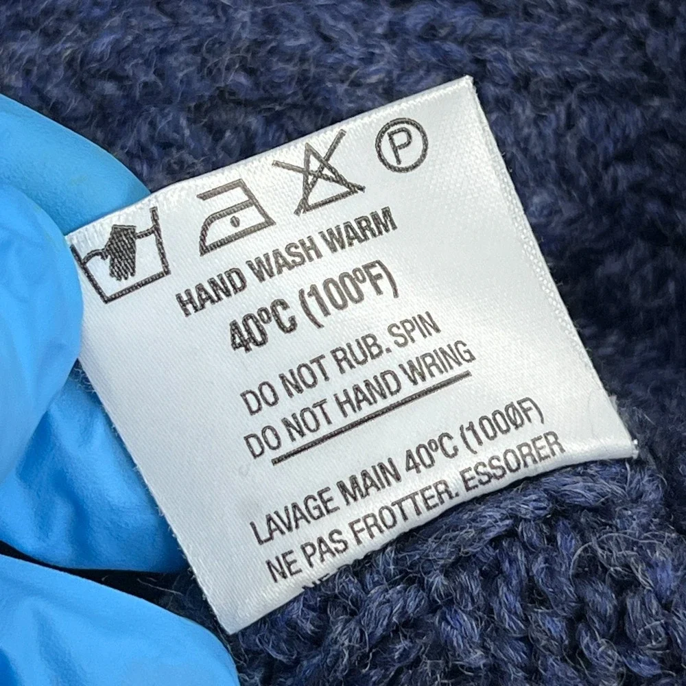VTG Aran Country Sweater Men's Large Blue Chunky Cable Knit Wool‎ Jumper Ireland